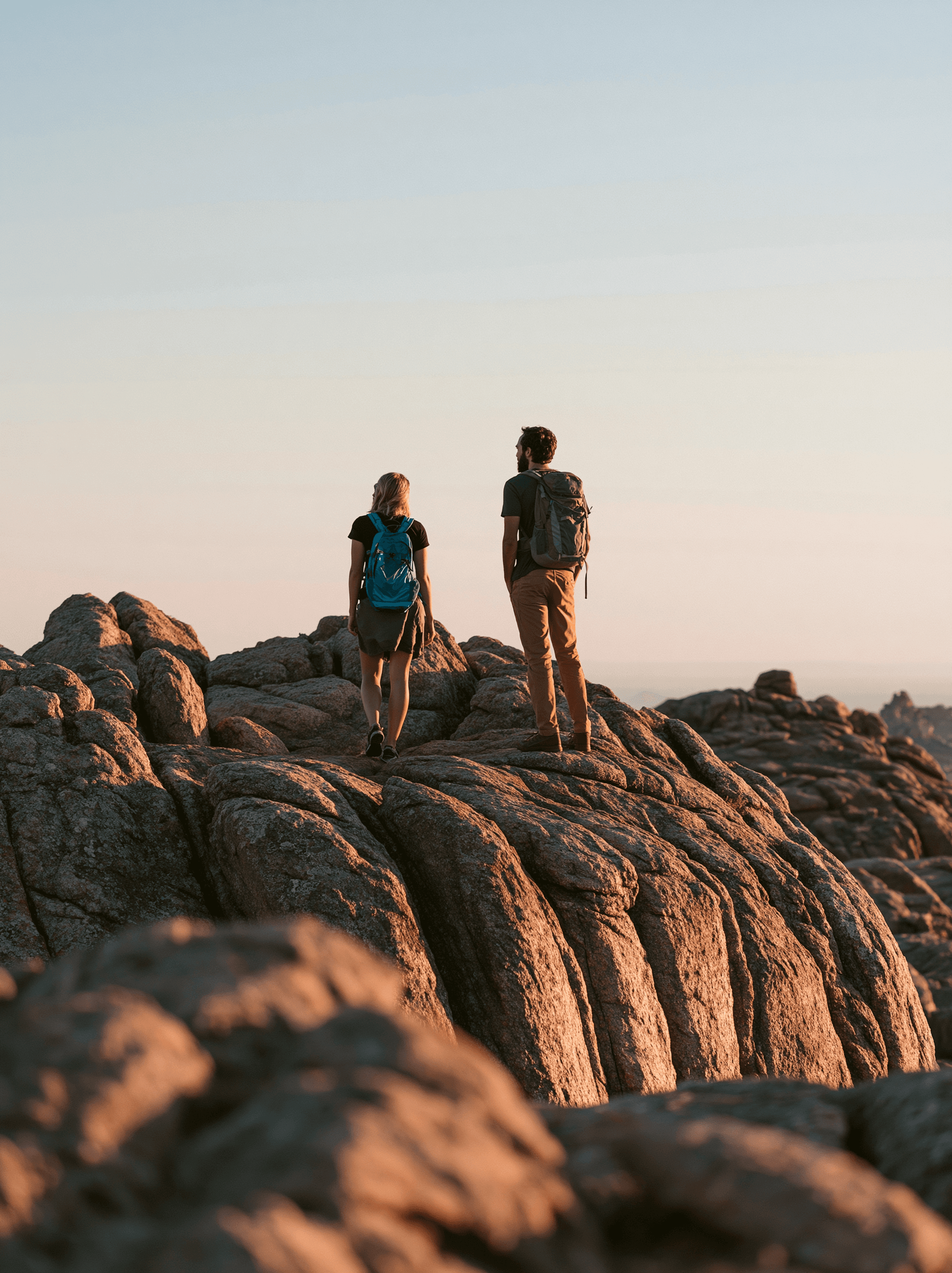 Hikers on a rock
